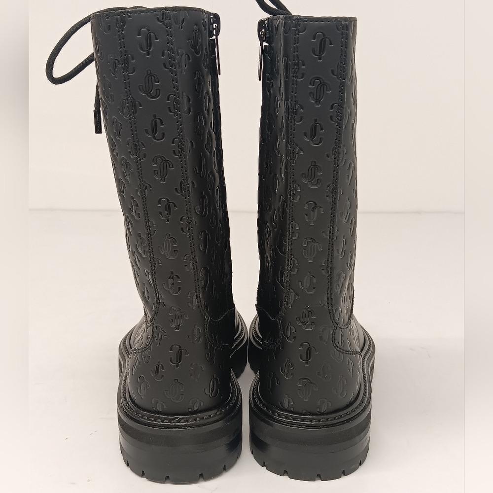 Jimmy Choo Women's Cora Logo Debossed Combat Boots - Picture 12 of 15